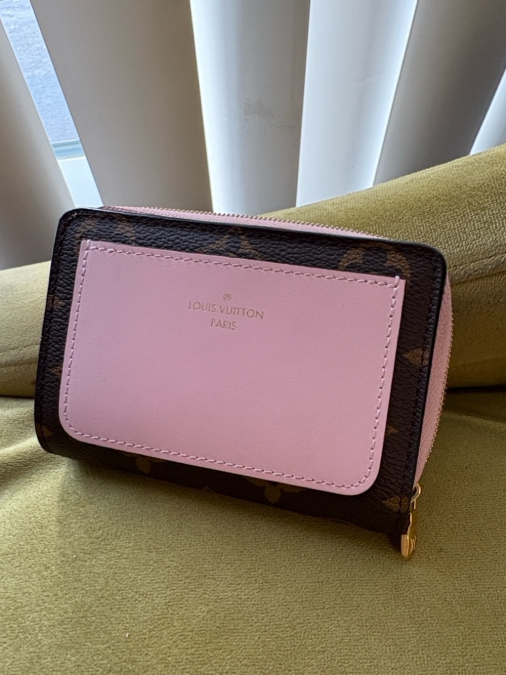 Louis Vuitton Pink and Monogram Lou Wallet with Gold Hardware